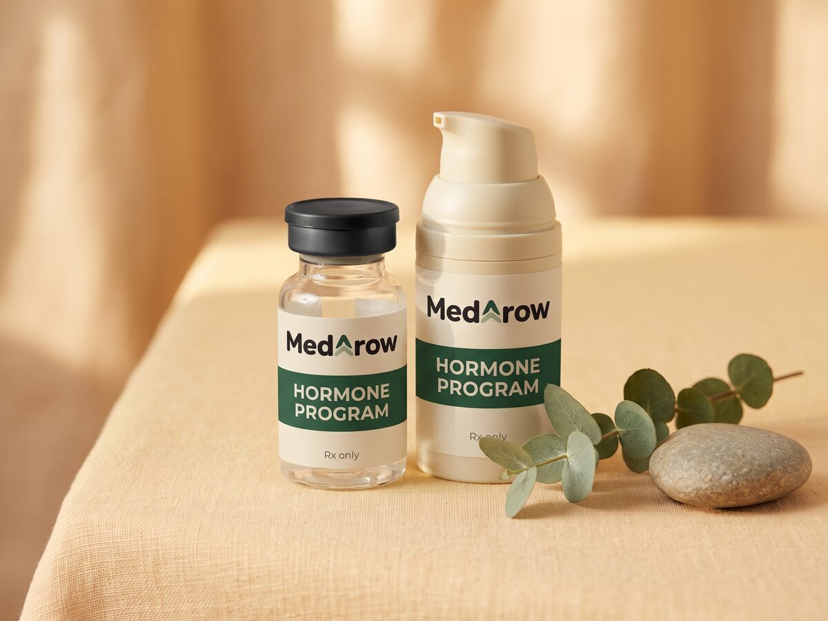 MedArow Hormone Program vial and pump bottle