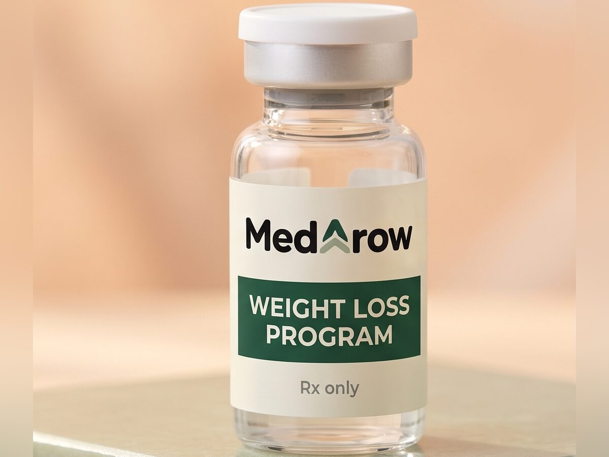 MedArow Weight Loss Program vial on a sage stone
